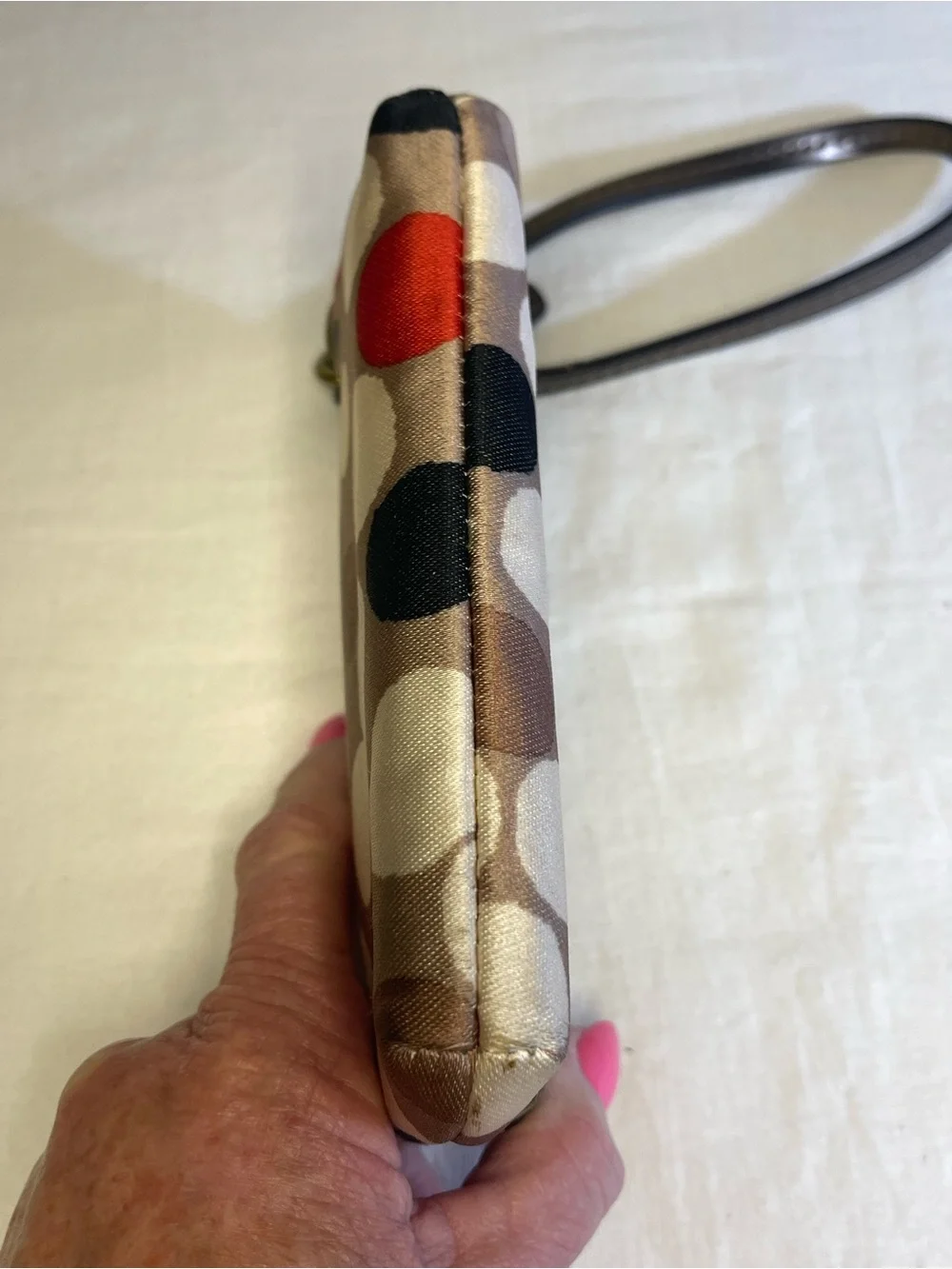 Coach Poppy Watercolor Polka Dot Double Zip Wristlet